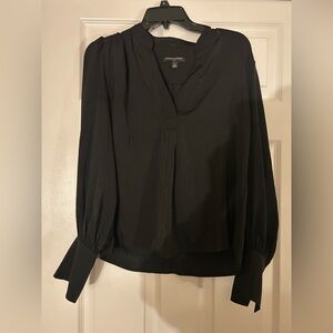 Banana Republic Black Long-Sleeve V-Neck Blouse